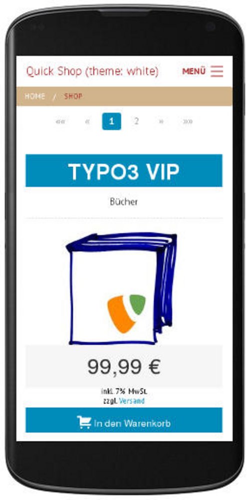 Quick Shop - responsive E-Commerce for TYPO3: Artikel auf dem Smartphone