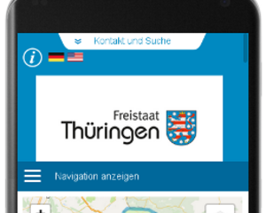 Firmen in Thüringen auf dem Smartphone. Mit TYPO3-Browser und -Leaflet. 