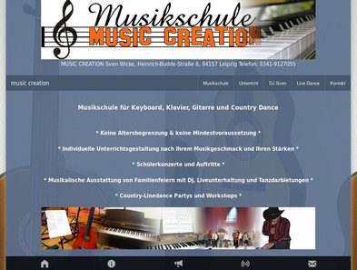 Start TYPO3 Responsive: Musikschule für Keyboard, Klavier, Gitarre und Country Dance 