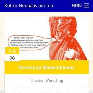 Startseite im Smartphone: Kulturförderverein Neuhaus am Inn mit "Start TYPO3 responsive!" 