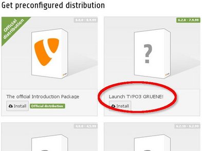 Auf Basis von Launch it! kannst Du eine TYPO3-Distribution erstellen. Diese installiert den fertig-konfigurierten Launch, der sofort im Frontend gestartet werden kann. Die erste Distribution ist Launch TYPO3 GRUENE! Sie installiert eine schlüsselfertige Website für Bündnis 90/Die Grünen. 