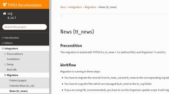 TYPO3-Organiser-Handbuch: Migration von tt_news 