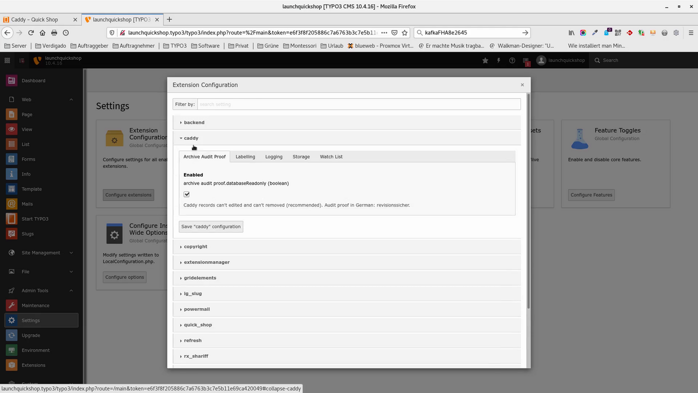 TYPO3 "Launch Quick Shop!" Installations-Video: Extension Manager