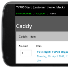 Unter anderem passen sich auch der Warenkorb und Bestellvorgang an die Endgeräte an. Organiser - responsive TYPO3 für Lobby und Veranstalter 