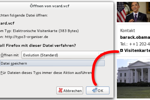 TYPO3 Browser macht's möglich: Barack Obamas vCard 