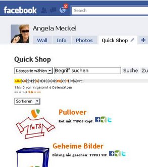 Quick Shop im eigenen Facebook-Konto 