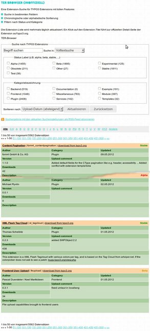 TYPO3-Repository mit verbesserter Suche 