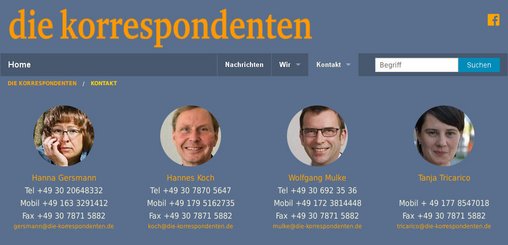 Responsive News mit TYPO3 Start und Organiser: die-korrespondenten.de 