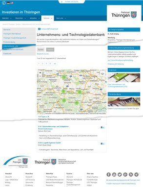 Thüringens Unternehmens- und Technologiedatenbank mit TYPO3 