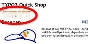 Der Datensatz-Browser der TYPO3-Frontend-Engine Browser: Hier auf typo3-quick-shop.de 