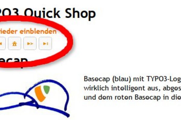 Der Datensatz-Browser der TYPO3-Frontend-Engine Browser: Hier auf typo3-quick-shop.de 