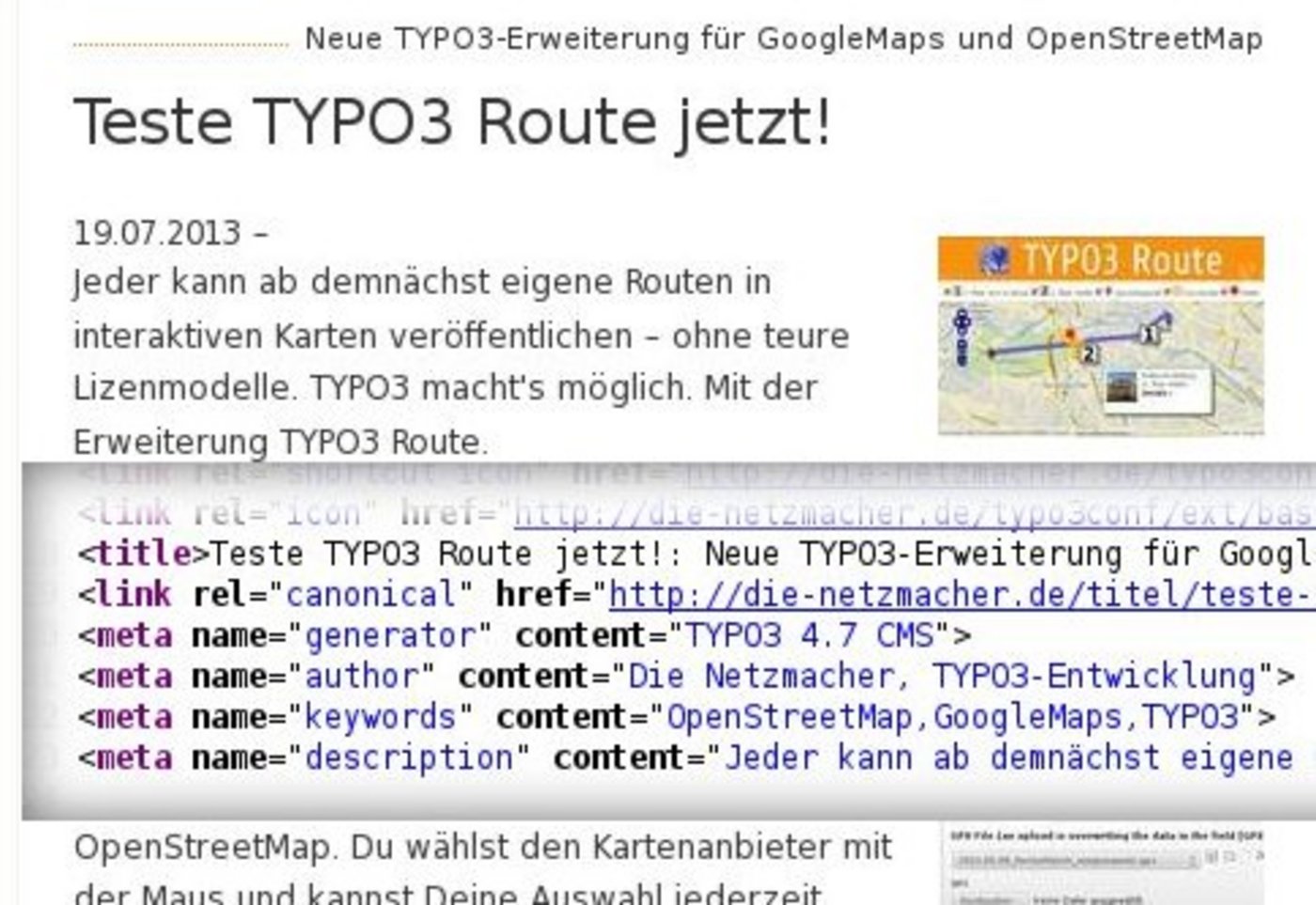 Für Suchmaschinen optimierte TYPO3-Website